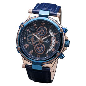 サルバトーレマーラ Salavatore Marra 腕時計 SM18102-PGBL クオーツ クロノグラフ メンズ腕時計 レザーベルト ローマ数字 アナログ表示 10気圧防水 紳士用 時計
