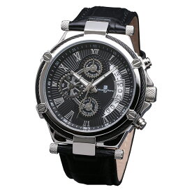 サルバトーレマーラ Salavatore Marra 腕時計 SM18102-SSBK クオーツ クロノグラフ メンズ腕時計 レザーベルト ローマ数字 アナログ表示 10気圧防水 紳士用 時計