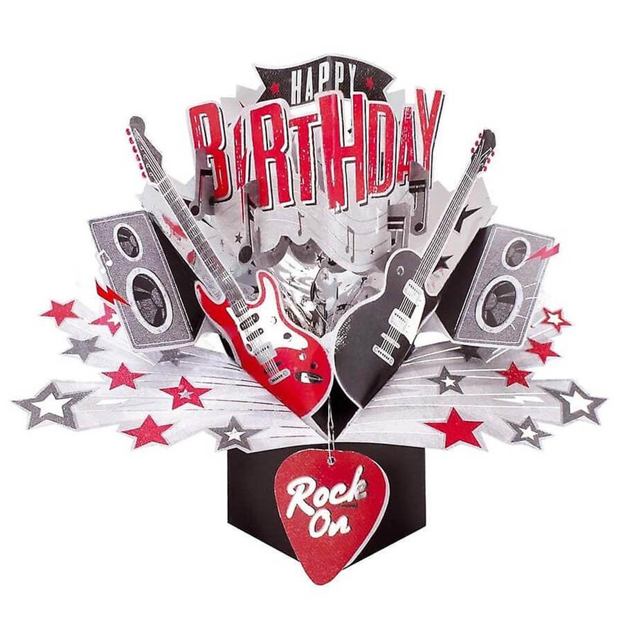 セカンドネイチャー ポップアップカード バースデー ロック オン POP174 誕生日 ギター 楽器 3D メッセージカード イベント