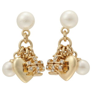�g���[�o�[�` TORY BURCH �s�A�X �A�N�Z�T���[ 87092 700 �n�[�g �_�u��T ���S KIRA CHARM EARRING �L�� �`���[�� Tory Gold Crystal Pearl �S�[���h+�z���C�g�n