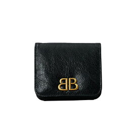 バレンシアガ BALENCIAGA 財布 二つ折り財布 折りたたみ財布 小銭入れ付き 765459 2AAXB 1000 MON FLAP CO CA HOL メンズ ブラック 本革 レザー