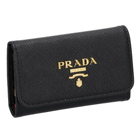 プラダ PRADA キーケース キーリング付き 4連キーケース サフィアーノレザー ロゴ 1PG004 S/MULTICOLOR/NER/IBI レディース ブラック