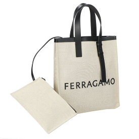 フェラガモ Ferragamo バッグ トートバッグ ポーチ付き 241297 764870 レディース ベージュ系+ブラック