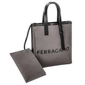 フェラガモ Ferragamo バッグ トートバッグ ポーチ付き 241297 764872 レディース グレー系+ブラック