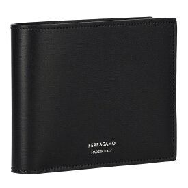 フェラガモ Ferragamo 財布 二つ折り財布 折りたたみ財布 小銭入れ付き 661329 770094 メンズ ブラック 本革 レザー