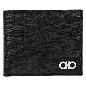 フェラガモ Ferragamo 財布 二つ折り財布 折りたたみ財布 小銭入れ付き 66A065 685986 メンズ ブラック+レッド系 本革 レザー