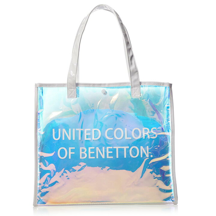 楽天市場 ベネトン Benetton バッグ 巾着ポーチ付き オーロラ ビニールバッグ ホログラム クリア トートバッグ ショルダーバッグ ホワイト Salada Bowl おしゃれブランド通販