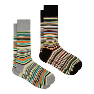 �|�[���X�~�X Paul Smith �\�b�N�X �X�g���C�v �}���`�J���[ 2���g �Z�b�g �C�� M1A-SOCK-J2PKM 1B �����Y �u���b�N+�O���[