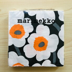 【楽天スーパーSALE対象商品】マリメッコ marimekko ペーパーナプキン 紙ナプキン ランチサイズ 20枚 552677 UNIKKO ウニッコ black orange ブラック+ホワイト+オレンジ