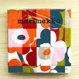 マリメッコ marimekko ペーパーナプキン 紙ナプキン ランチサイズ 20枚 589017 MINI RUUTU UNIKKO ミニ ルートゥ ウニッコ orange マルチカラー