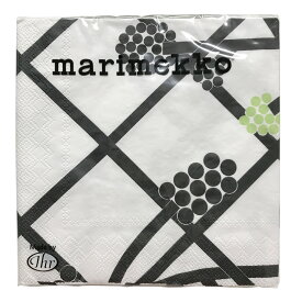 マリメッコ marimekko ペーパーナプキン 紙ナプキン ランチサイズ 20枚 732420 HORTENSIE ホルテンシエ green ホワイト+ブラック+ライトグリーン