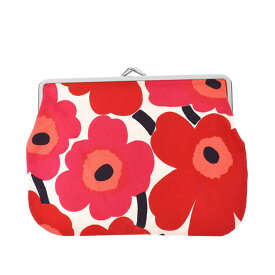 マリメッコ marimekko がま口 ポーチ マルチケース 037773 001 PUOLIKAS KUKKARO プオリカス クッカロ WHITE/RED ホワイト+レッド系 北欧