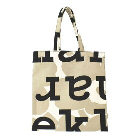 マリメッコ marimekko バッグ トートバッグ 肩掛け サブバッグ 091684 889 HUOPAKELTANO フーパカルタノ UNIKKO LOGO BAG ベージュ+ブラック系 北欧