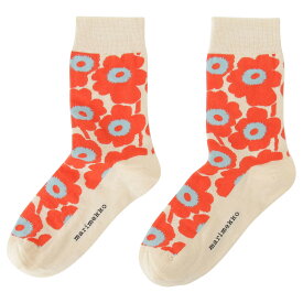 マリメッコ marimekko 靴下 くつ下 ソックス レディース 091725 358 fxmm00486l ショート丈 Kirmailla UNIKKO Socks ベージュ+レッド系