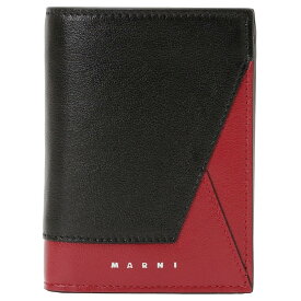 マルニ MARNI 二つ折り財布 PFMI0051U0 P2644 Z590N カラーブロック 小銭入れ付き ミニ財布 メンズ ブラック+レッド