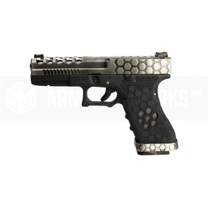 ArmorerWorks Custom AW-VX0100 Hex-Cut �K�X�u���[�o�b�N�K�� �V���o�[�X���C�h / �u���b�N�t���[��