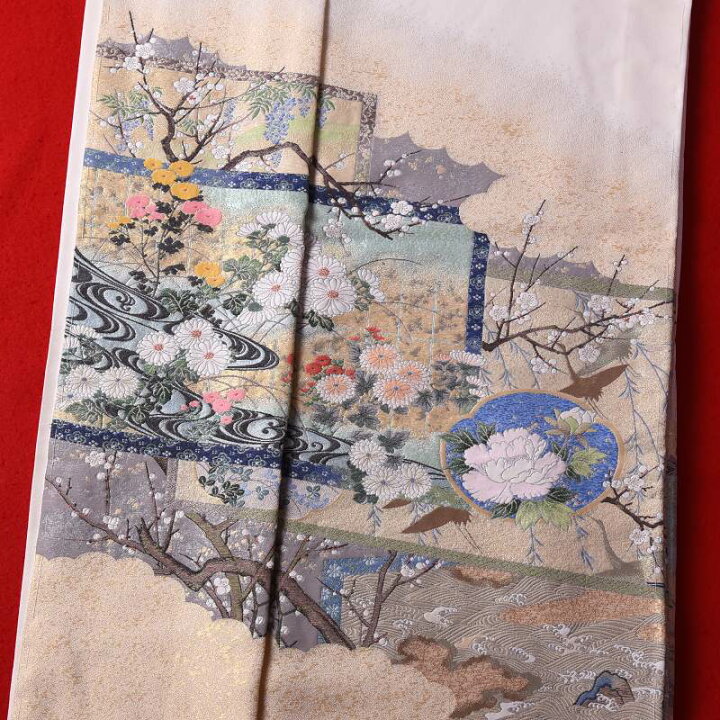 楽天市場】寿光織 最高峰縫取刺繍 訪問着／留袖 琳派継承 生成り色 