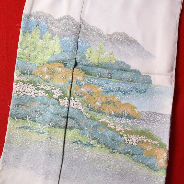 楽天市場】寿光織 最高峰縫取刺繍 訪問着／留袖 那須情景 生成り色 