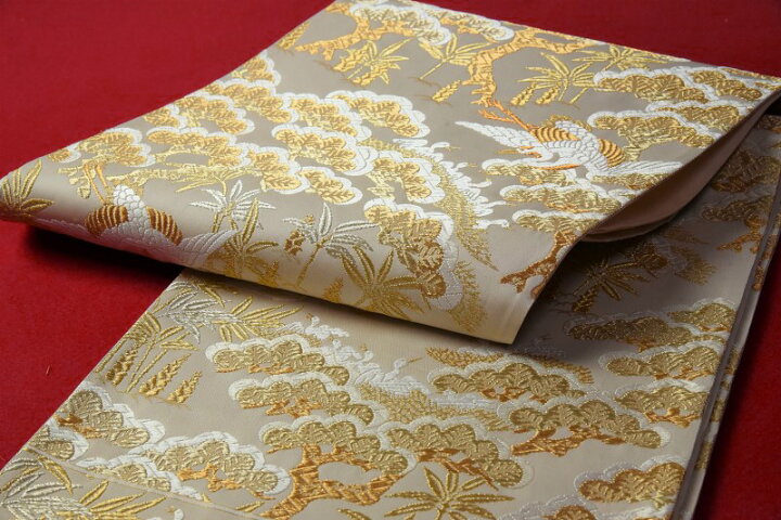 楽天市場】袋帯 お仕立て付き 正絹 山口美術織物謹製 吉祥の鶴文 淡い 