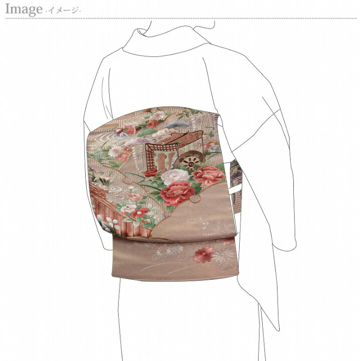 楽天市場】袋帯 お仕立て付き 正絹 蘇州刺繍 汕頭刺繍 御所車に花々 