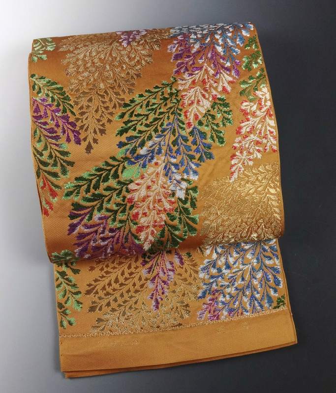　西陣名門「龍村美術織物」謹製　龍織　高級本袋帯（六通柄）　しのぶ錦　金茶色 - 3