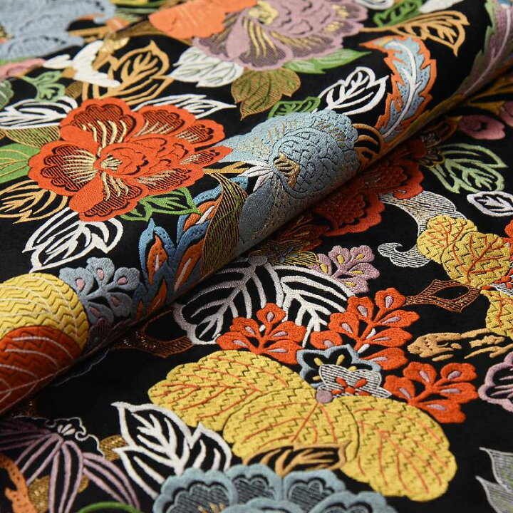 楽天市場】振袖 手縫いお仕立て付き 総刺繍 手刺繍 花々に鳳凰 黒色 