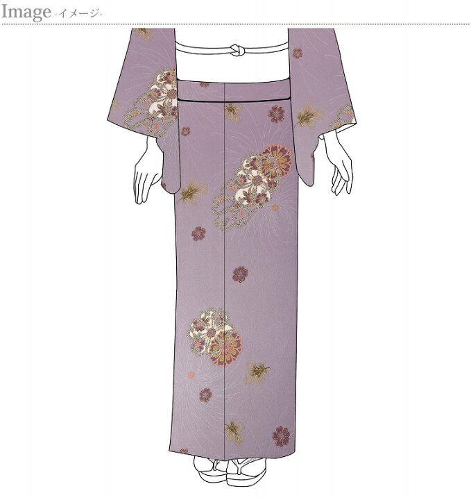 楽天市場】小紋 お仕立て付き 菊と桜 鳩羽色 浜ちりめん 裄69 