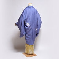 和装コート　袷　手縫いお仕立て付き　十日町　桐屋　紋織　辻が花絞り　空色　羽織　道中着　着物衿　裄…