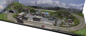 「送料無料」鉄道模型ジオラマレイアウトNゲージ用　複線[120cm×60cm]畑のある昭和の町2●注文製作●120x60−13