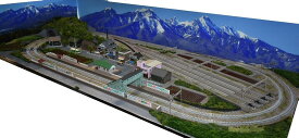 「送料込み」鉄道模型ジオラマレイアウトNゲージ用　複線[150cm×65cm]昭和の風景と4線ヤード●注文製作●150x65−3