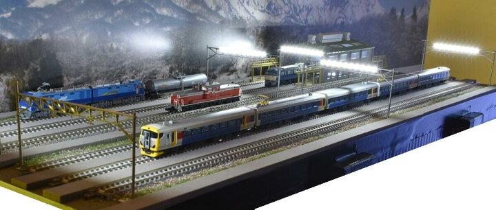 楽天市場 送料込 鉄道模型ジオラマ展示台ｎゲージ用 ９０ｃｍ ３０ｃｍ 架線柱ヤード灯つき電車区機関区 照明付 注文製作 展示台９０ｘ３０ １ｔ レールはｔｏｍｉｘ製になります コレクターズショップ サザン