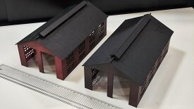 【HOゲージ】1/80 サザンオリジナル 木造機関庫　※組立塗装済み完成品 28x16cm(MDF製)※注文後の製作の為納品までに1週間くらい掛かります。