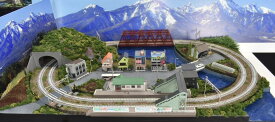 「送料込み」鉄道模型ジオラマレイアウトNゲージ用　複線[90cm×60cm]赤い鉄橋のある町●注文製作●90x60−12