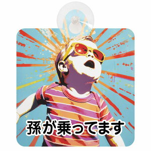 孫が乗ってます 赤ちゃんが乗ってます baby in car D2タイプ 吸盤 収れん火災防止 セーフティサイン 安全対策 車内用 安全運転 煽り運転対策 安全対策 ちょい悪 レトロ風 アニメ風 かわいい イ