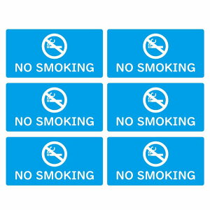 NO SMOKING ���C�g�u���[ �։� 48x24mm 6���Z�b�g �X�e�b�J�[ �V�[�� �����^�J�[ ��� �V�F�A�J�[ �s�N�g�T�C�� ���ӏ��� ���肢 �����` ���S�΍�