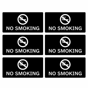 NO SMOKING �u���b�N �։� 48x24mm 6���Z�b�g �X�e�b�J�[ �V�[�� �����^�J�[ ��� �V�F�A�J�[ �s�N�g�T�C�� ���ӏ��� ���肢 �����` ���S�΍�