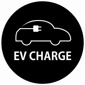 EV Charge 自動車アウトライン デザイン タイプ ブラックホワイト 電気自動車 充電 チャージ 充電ポート 充電ステーション ステッカー 直径13cm カーステッカー PHEV 屋外 屋内 防水 かわいい おしゃれ