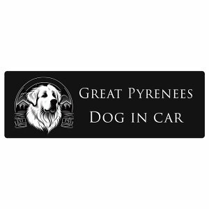 ドッグ カーステッカー イラスト付 Dog in Car グレートピレニーズ Aタイプ セーフティサイン 犬種別 長方形 20x6.7cm シール リア あおり運転対策 Dog Sticker 屋外 屋内 防水 かわいい おしゃれ 安全