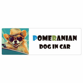Pomeranian ポメラニアン 犬 カーステッカー DOG IN CAR 海 麦わら帽子 サングラス 夏 20x6.7cm 長方形 防水 屋外 屋内 車ステッカー ステッカー 車 かっこいい おしゃれ かわいい バイク サインステッカー