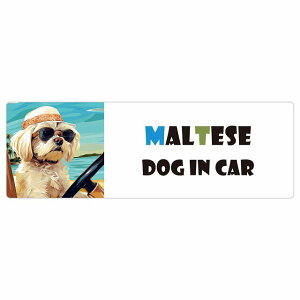 Maltese }`[Y  J[XebJ[ V[ DOG IN CAR C Xq TOX  20x6.7cm ` h O  ԃXebJ[XebJ[    킢 oCN TCXe