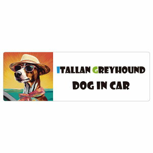 Itallan Greyhound C^AO[nEh  J[XebJ[ V[ DOG IN CAR C Xq TOX  20x6.7cm ` h O  ԃXebJ[XebJ[    
