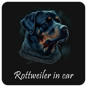 ドッグ カーステッカー イラスト付 Dog in Car ロットワイラー B タイプ セーフティサイン 犬種別 正方形 13x13cm シール リア あおり運転対策 Dog Sticker 屋外 屋内 防水 かわいい おしゃれ 安全対策