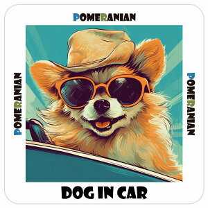 Pomeranian |jA  J[XebJ[ V[ DOG IN CAR C Xq TOX  13x13cm ` h O  ԃXebJ[XebJ[    킢 oCN TC