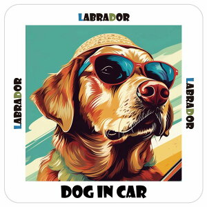Labrador uh[  J[XebJ[ V[ DOG IN CAR C Xq TOX  13x13cm ` h O  ԃXebJ[XebJ[    킢 oCN TCX