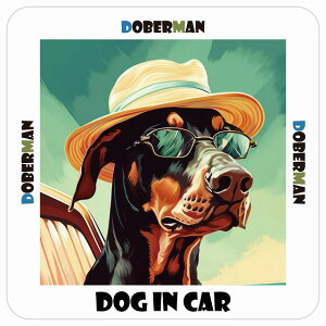 Doberman h[x}  J[XebJ[ V[ DOG IN CAR C Xq TOX  13x13cm ` h O  ԃXebJ[XebJ[    킢 oCN TCX