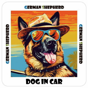 German Shepherd W[}VFp[h  J[XebJ[ V[ DOG IN CAR C Xq TOX  13x13cm ` h O  ԃXebJ[XebJ[    킢 o