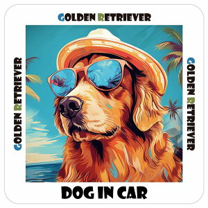 Golden Retriever S[fgo[ J[DOG IN CAR J[XebJ[ V[  C Xq TOX  13x13cm ` h O  ԃXebJ[XebJ[    킢