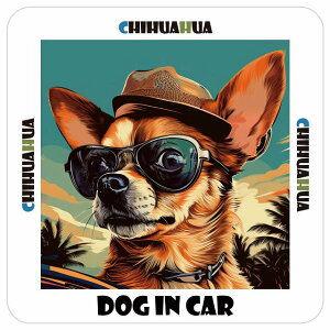 Chihuahua `  J[XebJ[ V[ DOG IN CAR C Xq TOX  13x13cm ` h O  ԃXebJ[XebJ[    킢 oCN TCXeb