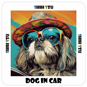 Shih Tzu V[Y[  J[XebJ[ V[ DOG IN CAR C Xq TOX  13x13cm ` h O  ԃXebJ[XebJ[    킢 oCN TCXeb
