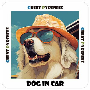 Great Pyrenees O[gsj[Y  J[XebJ[ V[ DOG IN CAR C Xq TOX  13x13cm ` h O  ԃXebJ[XebJ[    킢 oC